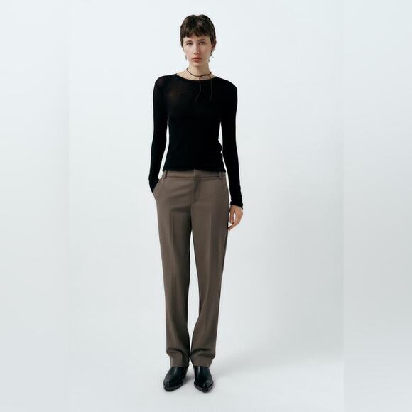 Zara STRAIGHT-LEG LOW-RISE TROUSERS Size XXL - Picture 2 of 10